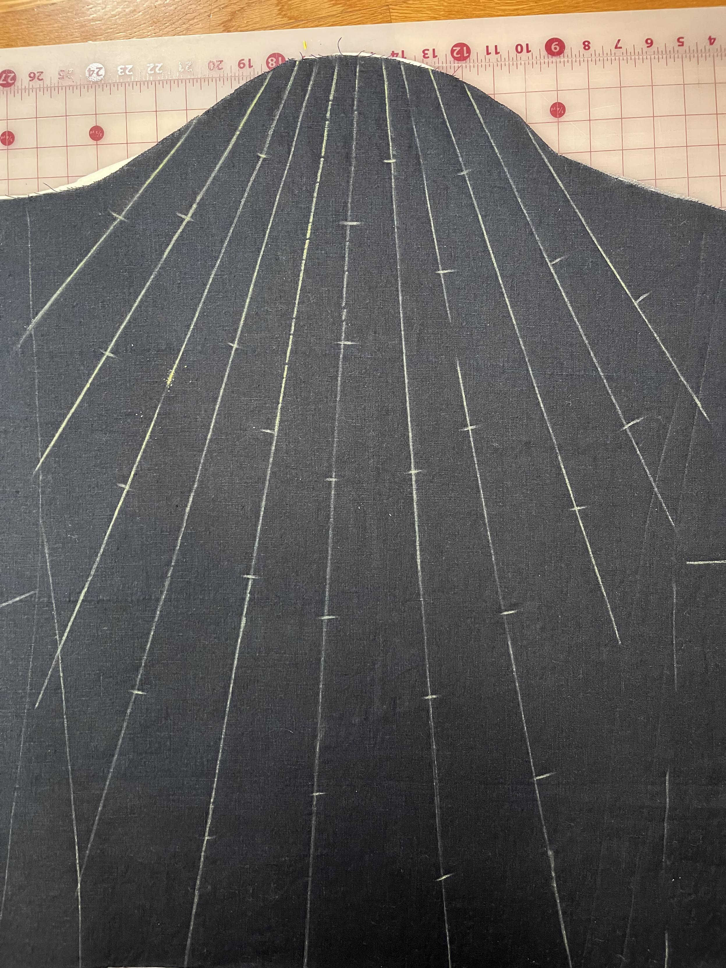 The clips have been removed and yellow chalk hash marks are left to show where they were positioned.